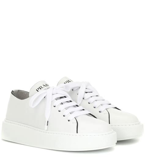 prada white low profile sneakers|Prada canvas and leather sneaker.